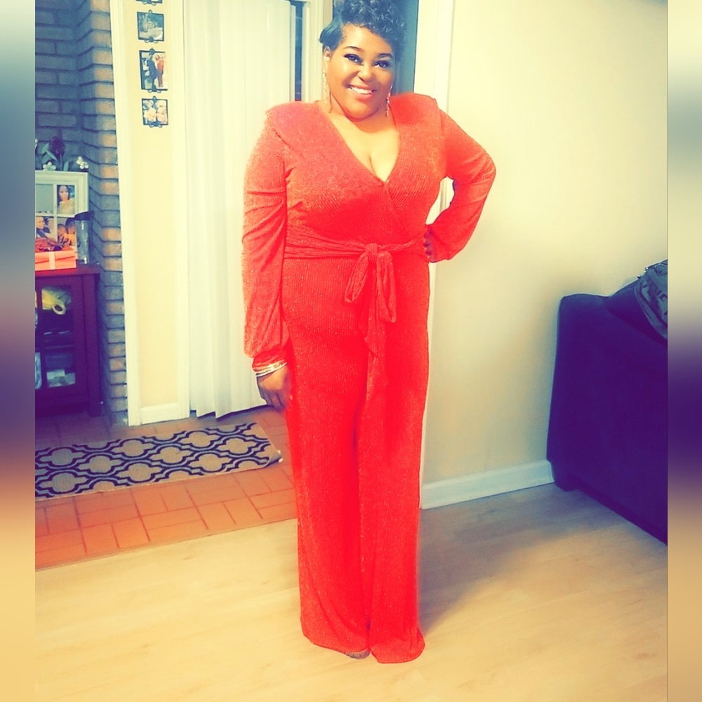 Red Shimmer Jumpsuit